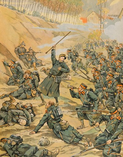 Jacques Marie Gaston Onfroy de Breville dit JOB (1858-1931) - Historia de Bélgica: la defensa del bucle de Schoorbakke Tervaete por la infantería durante la Batalla del Yser en 1914, Colección privada de pseudonym for Onfray de Breville Jacques Job