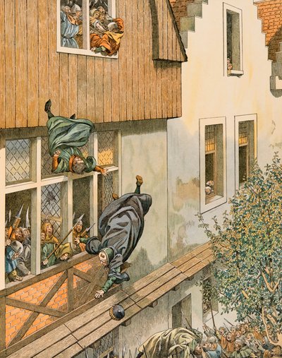 Jacques Marie Gaston Onfroy de Breville dit JOB (1858-1931) - Historia de Bélgica: La Defenestración de los Patricios Echevins de Lovaina en 1419 de pseudonym for Onfray de Breville Jacques Job