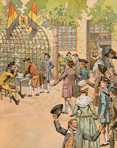 Historia de Bélgica: Reclutamiento de voluntarios para el ejército de los patriotas en el café del Coffy de pseudonym for Onfray de Breville Jacques Job