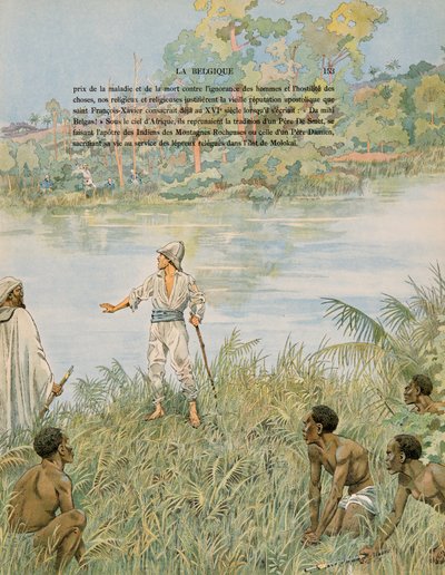 Historia de Bélgica: Sargento Henri de Bruyne (1868-1892) y Teniente Joseph Lippens (fallecido en 1892) en las orillas de La Lomami en el Congo en 1889, Colección Privada de pseudonym for Onfray de Breville Jacques Job