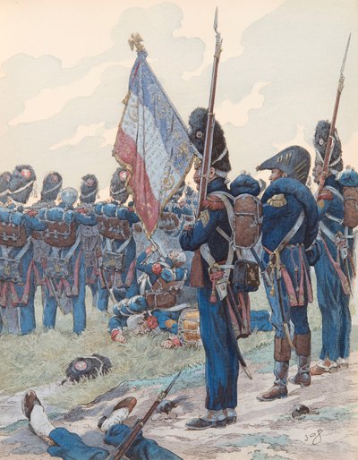 Jacques Marie Gaston Onfroy de Breville dit JOB (1858-1931) - El último cuadro en Waterloo (18 de junio de 1815) de pseudonym for Onfray de Breville Jacques Job
