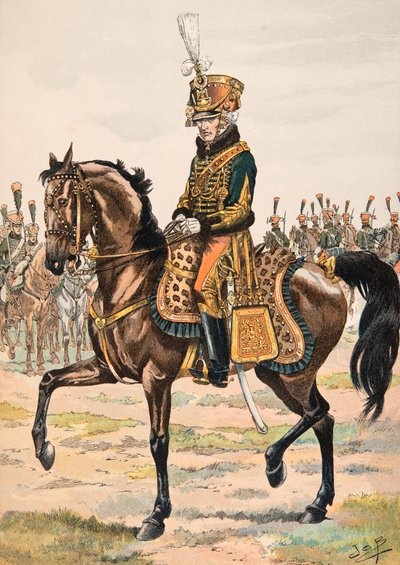 Uniforme de las tropas francesas en todas las épocas: General al mando de uno de los regimientos de Guardias de Honor en 1813, Colección Privada de pseudonym for Onfray de Breville Jacques Job