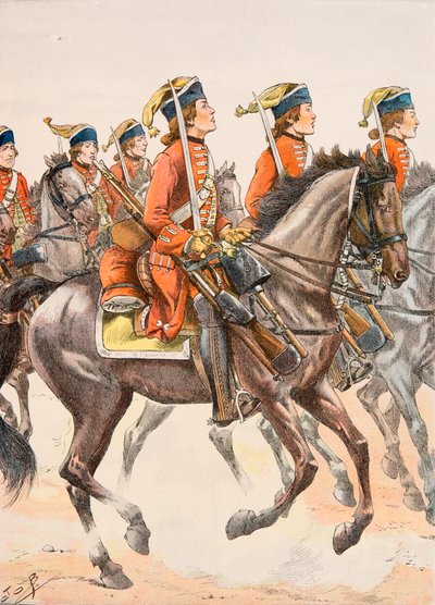 Uniforme de las tropas francesas en todas las épocas: Dragones de Beauffremont 1759 de pseudonym for Onfray de Breville Jacques Job