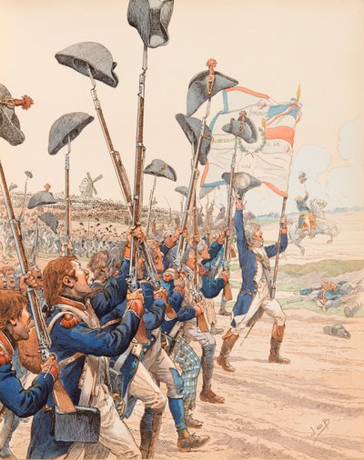 La Batalla de Valmy en 1792 durante las Guerras de la Revolución Francesa, Colección Privada de pseudonym for Onfray de Breville Jacques Job