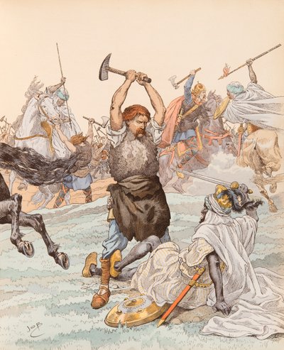 El Herrero de Poitiers durante la Batalla de Poitiers en 732, Colección Privada de pseudonym for Onfray de Breville Jacques Job