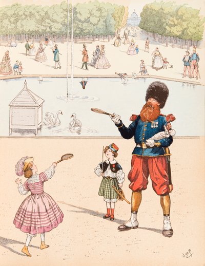 El zapador (sapeur del ejército francés en un jardín público jugando con sus hijos) de pseudonym for Onfray de Breville Jacques Job