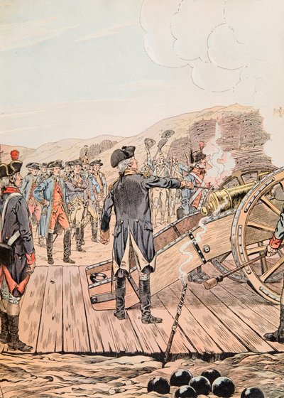 El primer disparo en el cuartel general de Yorktown en septiembre de 1781 de pseudonym for Onfray de Breville Jacques Job