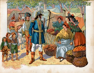 Joachim Murat (1767-1815) en los escalones en España. Grabado por Jacques Marie Gaston Onfray de Breville dit Job de pseudonym for Onfray de Breville Jacques Job