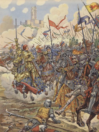 Luis XI de Francia liderando su ejército en la Batalla de Montlhéry de pseudonym for Onfray de Breville Jacques Job
