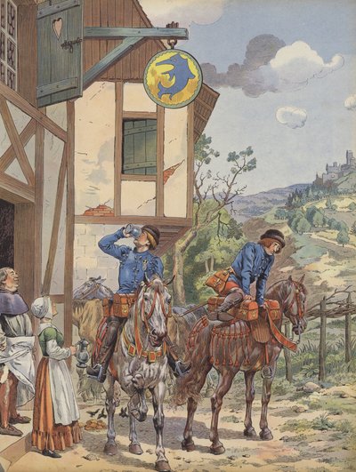 Mensajeros tomando un refrigerio en una posada de carretera de pseudonym for Onfray de Breville Jacques Job