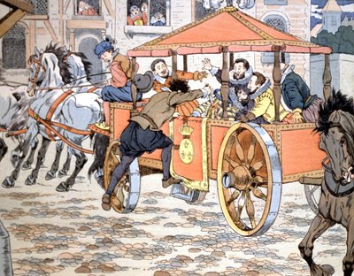 Asesinato de Enrique IV, c.1900 (ilustración) de pseudonym for Onfray de Breville Jacques Job