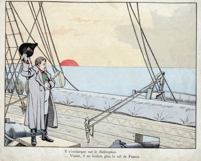 Napoleón a bordo del HMS Bellerophon 1815 - litografía de Job (Jacques Onfroy de Breville) de “Le Grand Napoléon des Petites Enfants” 1893 de pseudonym for Onfray de Breville Jacques Job