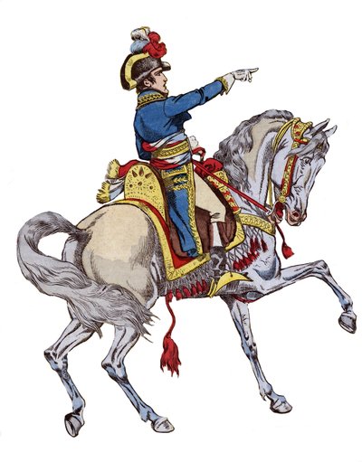 Napoleón a caballo - litografía de Job (Jacques Onfroy de Bréville) de “El Gran Napoleón de los Pequeños Niños” 1893 de pseudonym for Onfray de Breville Jacques Job