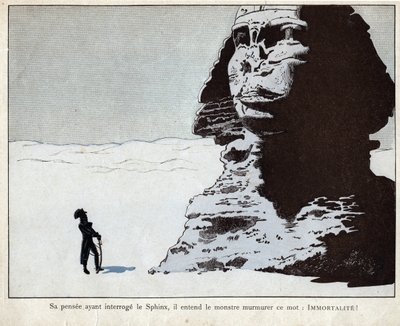 Napoleón estudiando la Esfinge en Egipto - litografía de Job (Jacques Onfroy de Bréville) de “Le Grand Napoléon des Petites Enfants” 1893 de pseudonym for Onfray de Breville Jacques Job