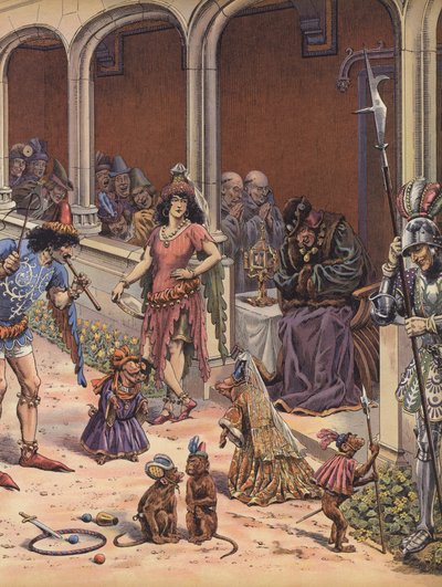 Artistas entreteniendo al anciano rey Luis XI de Francia de pseudonym for Onfray de Breville Jacques Job