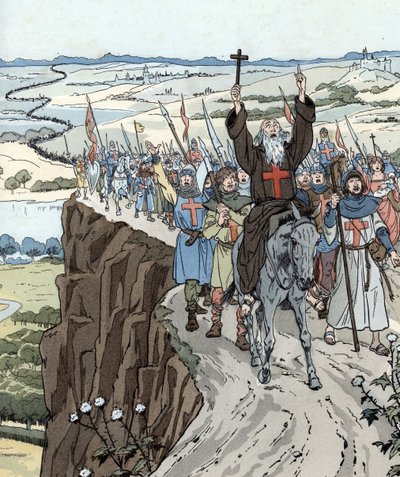 Pedro el Ermitaño dirigió la Primera Cruzada (1096) al grito de "¡Dios lo quiere!". de pseudonym for Onfray de Breville Jacques Job