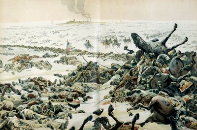 Campaña de Prusia y Polonia (1806-1807): el día después de la victoria de Eylau, Napoleón I Bonaparte (1769-1821) visitó el campo de batalla y las numerosas pérdidas en el terreno el 9 de febrero de pseudonym for Onfray de Breville Jacques Job