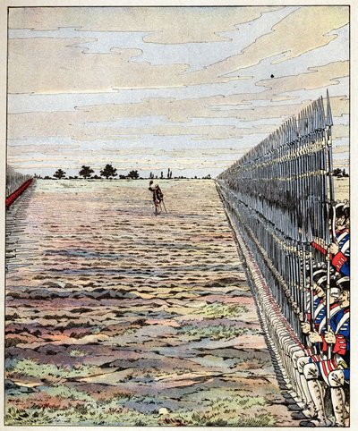 Disparen primero, caballeros, palabras del Conde de Auteroche pronunciadas en la Batalla de Fontenoy el 11/05/1745 durante la Guerra de Sucesión Austriaca (1740-1748). Ilustración de Job (Jacques Marie Gaston Onfray y Breville) (Jacques-Marie) (1858-1931). de pseudonym for Onfray de Breville Jacques Job