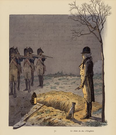 El perro del duque de Enghien (litografía en color) de pseudonym for Onfray de Breville Jacques Job