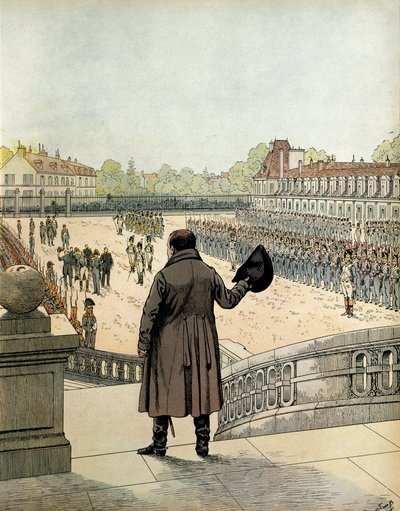 La despedida de Napoleón I Bonaparte en el patio del Cheval Blanc en Fontainebleau el 20 de abril de pseudonym for Onfray de Breville Jacques Job