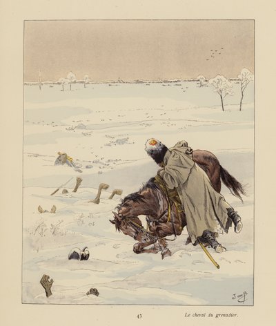 El caballo del granadero (litografía en color) de pseudonym for Onfray de Breville Jacques Job