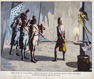 Los viejos soldados del ejército italiano nombran a Bonaparte cabo después de la Batalla de Lodi de pseudonym for Onfray de Breville Jacques Job