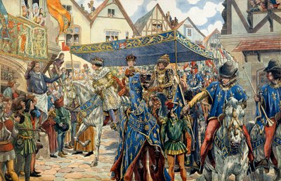 Entrada triunfal de Luis XI de Francia, conocido como el Prudente (1423-1483) en París el 30 de agosto de pseudonym for Onfray de Breville Jacques Job