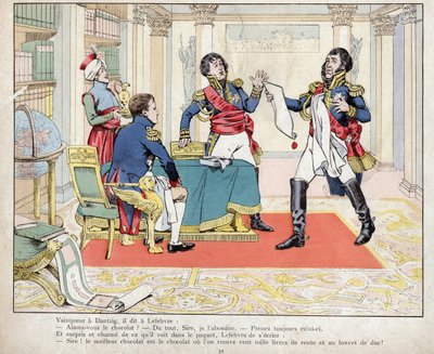Napoleón y Lefebvre en el sitio de Danzig, 24 de mayo de 1807 (litografía de Job) de pseudonym for Onfray de Breville Job