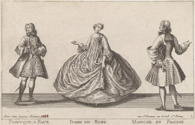 Perruque a Face/Dama en vestido/Manga en pagoda de published by Jacques Chéreau