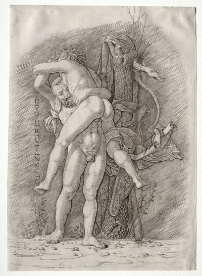 Hércules y Anteo de school of Andrea Mantegna