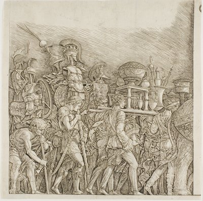 Triunfo de César: Soldados Llevando Trofeos de school of Andrea Mantegna