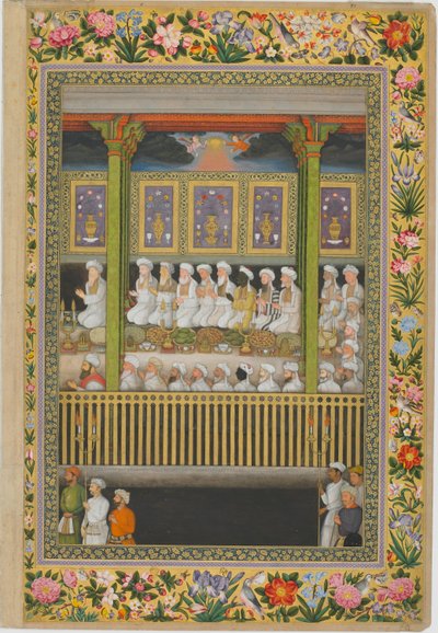 Celebración nocturna del cumpleaños del Profeta, del álbum de San Petersburgo, c.1635-1752 (acuarela opaca y oro sobre papel) de son of Hoshang (attr.to) Bulaqi
