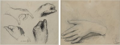 Estudio de manos (anverso); Estudio de la mano de una mujer (verso) de studio of A. W. A. Plâté Studio (Ceylonese)