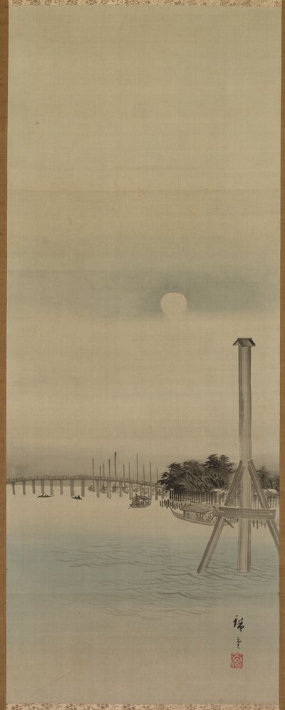 Escena nocturna en el río Sumida de studio of Utagawa Hiroshige