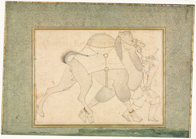 Camello y mozo; Ilustración de una sola página de style of Shaykh Muhammad