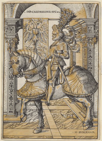 Retrato ecuestre del emperador Maximiliano I de the Elder Hans Burgkmair