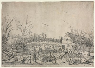 La Gran Inundación del 10 de Enero de 1624 o Reparación del Dique Roto en el Río Lek por Vianen de van de Velde Esaias