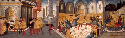 El asesinato y funeral de Julio César, 1455-1460 de workshop of Apollonio di Giovanni