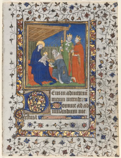 Bifolio de un Libro de Horas: Adoración de los Magos de workshop of Boucicaut Master