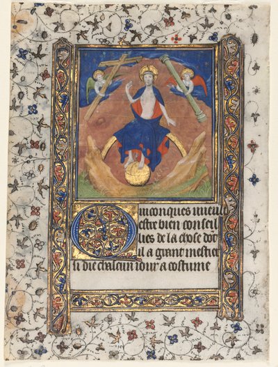 Hoja de un libro de horas: Cristo en el Juicio de workshop of Boucicaut Master