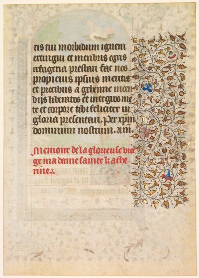 Hoja de un Libro de Horas: Texto (verso) de workshop of Boucicaut Master