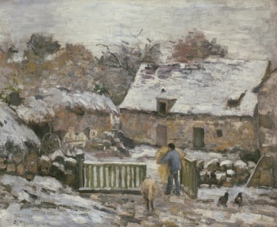 Una granja en Montfoucault: efecto de la nieve, 1876 de Camille Jacob Pissarro
