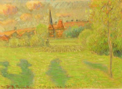 El pastor y la iglesia de Eragny, 1889 de Camille Jacob Pissarro