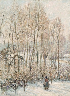 Luz del sol de la mañana en la nieve, Eragny-sur-Epte de Camille Jacob Pissarro