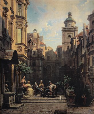 Un buen chisme de Carl Spitzweg