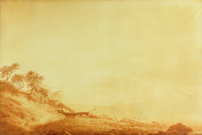 Mirando hacia Arkona al amanecer, 1801 (tinta sobre papel) de Caspar David Friedrich
