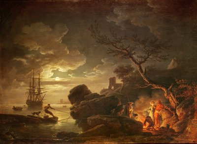 Paisaje por la luz de la luna de Claude Joseph Vernet