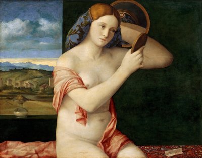 Mujer joven desnuda frente a un espejo | Giovanni Bellini