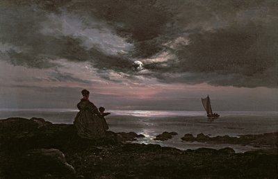 Madre e hijo junto al mar, 1840 de Johan Christian Dahl