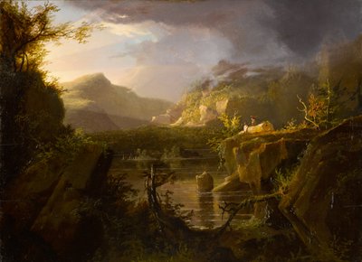 Paisaje romántico, c.1826 (aceite en el panel de madera) de Thomas Cole